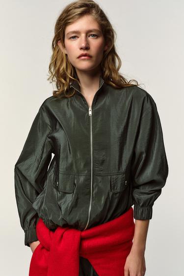 BLOUSON BOMBER À COL MONTANT - Kaki de Zara - Image 1
