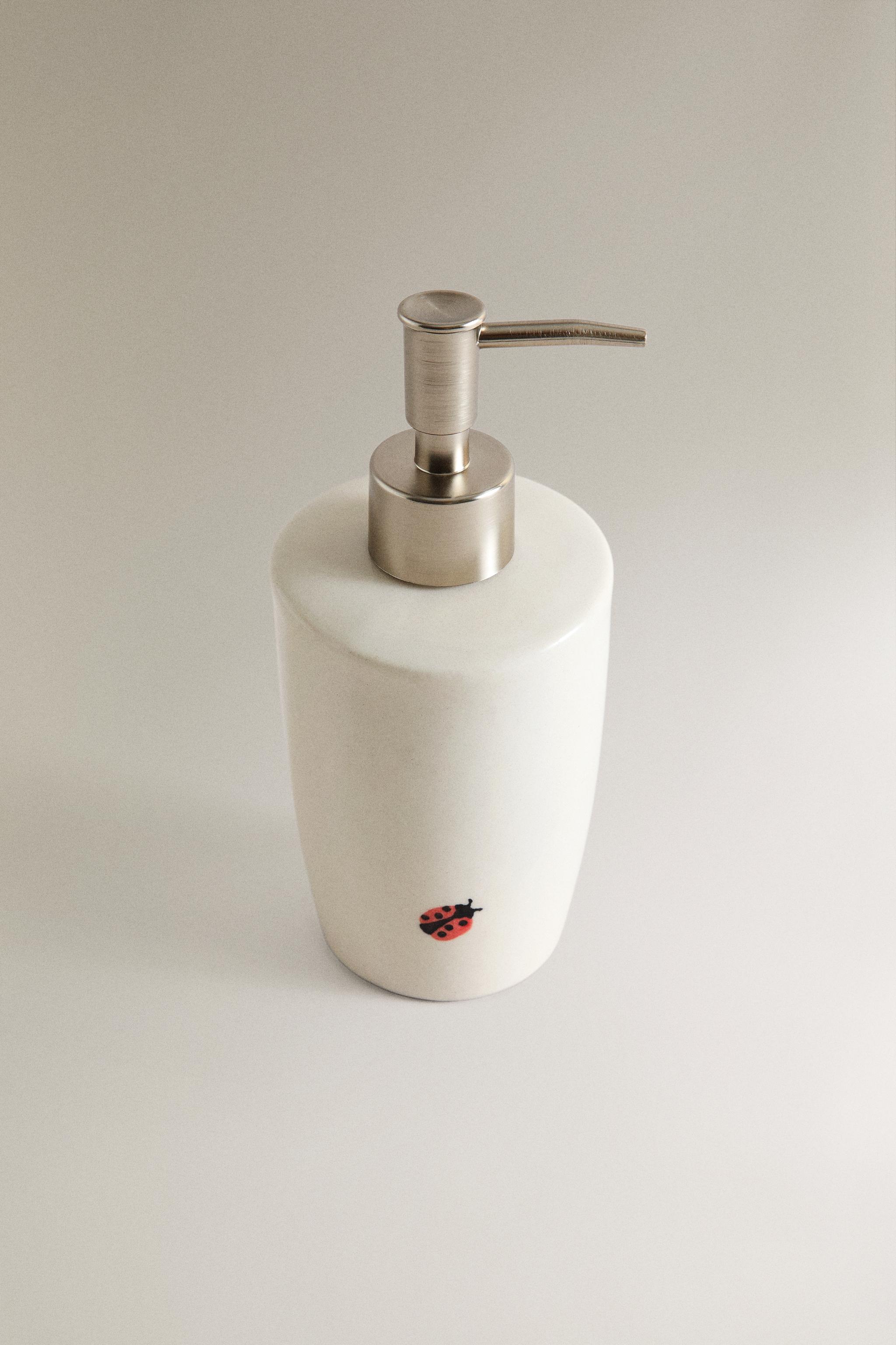 LADYBUG CERAMIC SOAP DISPENSER — Beige