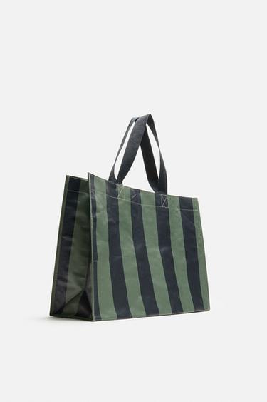 STRIPED TOTE BAG - Blue green by Zara - Image 1
