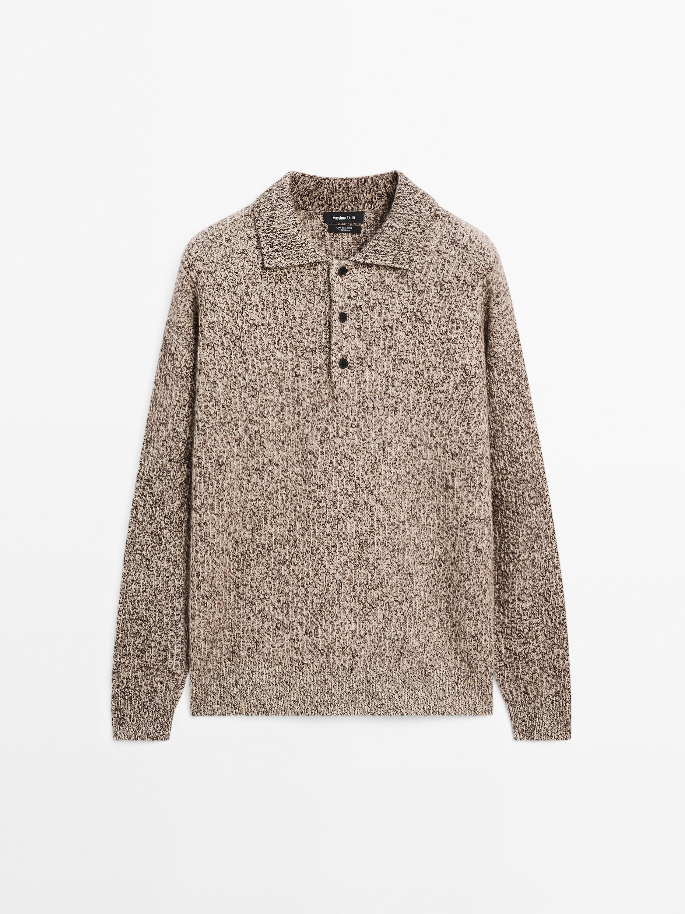 Pull polo en maille 100 % cachemire