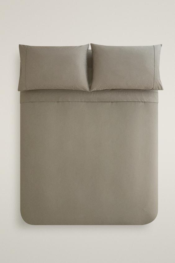(300 THREAD COUNT) PERCALE COTTON DUVET COVER - Taupe grey by Zara - Image 0