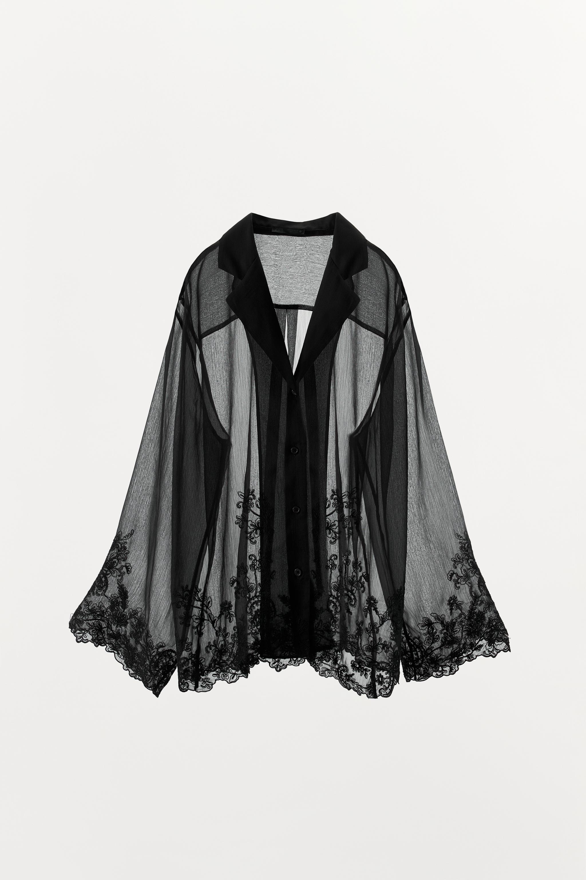 SEMI-SHEER EMBROIDERED BLOUSE
