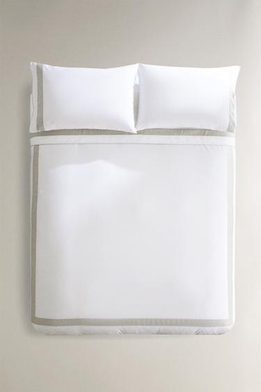 COTTON DUVET COVER WITH BORDER - White by Zara