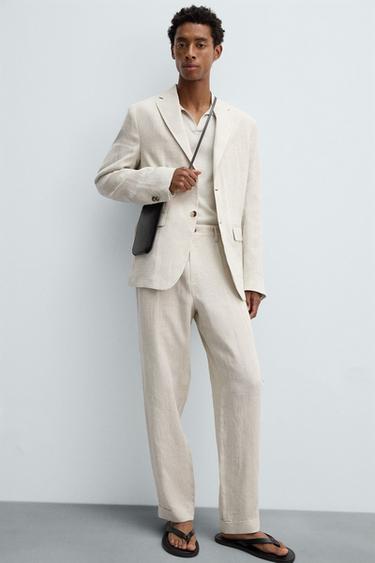 100% LINEN SUIT TROUSERS - Sand by Zara