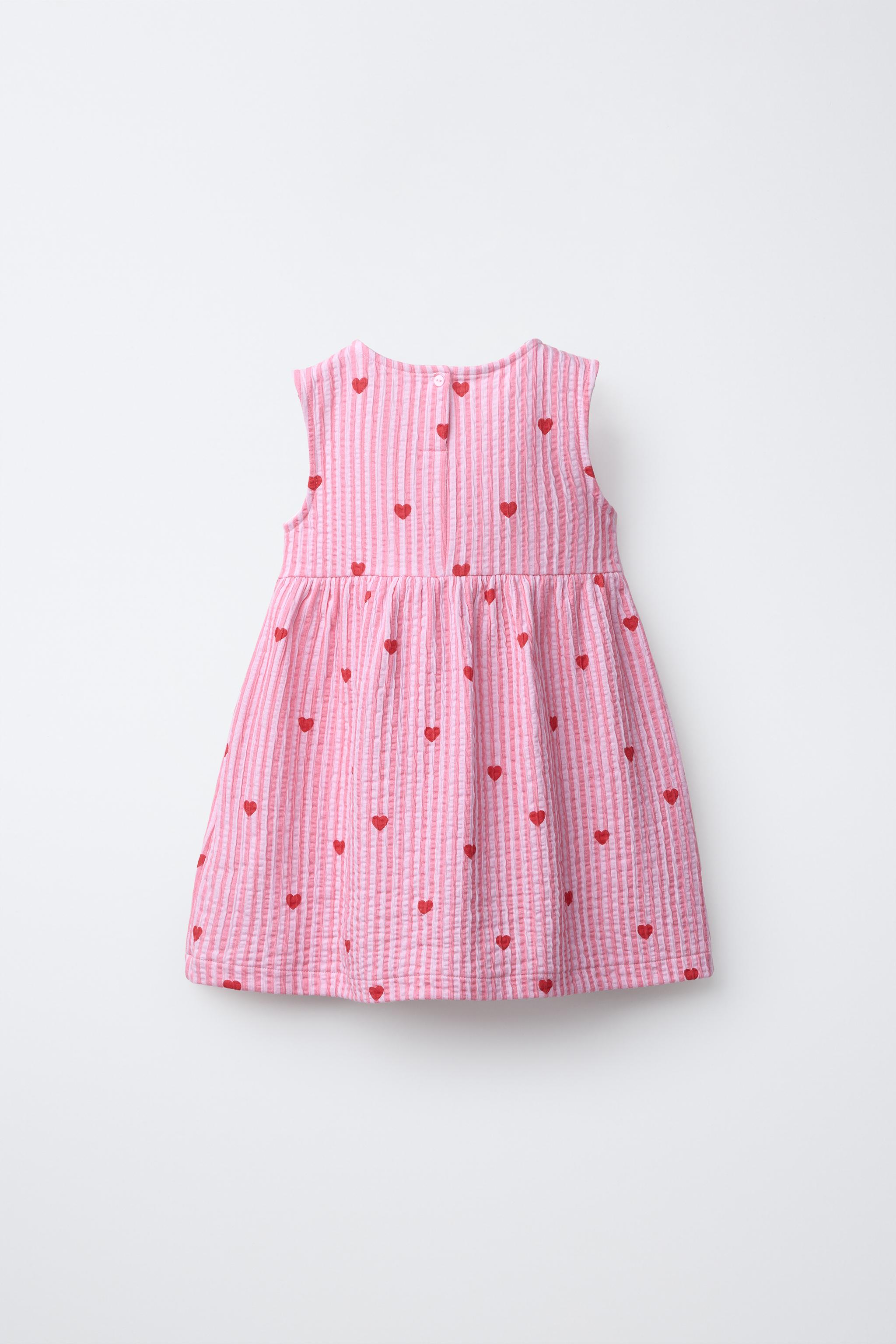 STRIPED HEART PRINT DRESS