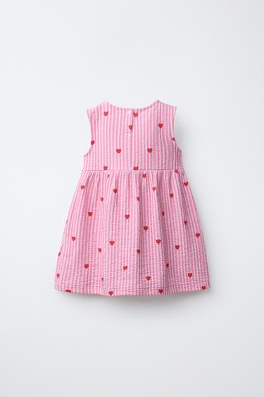 ROBE IMPRIMÉ À RAYURES CŒURS - Fuchsia de Zara - Image 1
