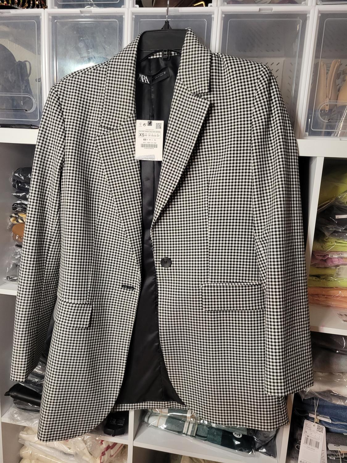 GINGHAM STRAIGHT CUT BLAZER