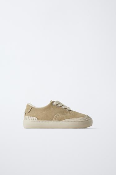 Zara TIMELESZ - LEATHER SNEAKERS - Camel Brown