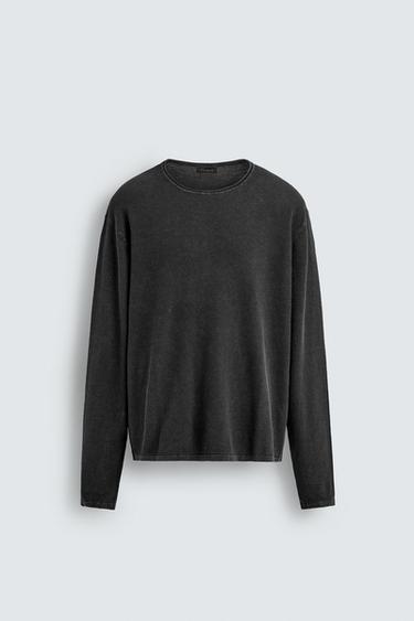 JERSEY LAVADO ESTRUCTURA - Negro lavado de Zara