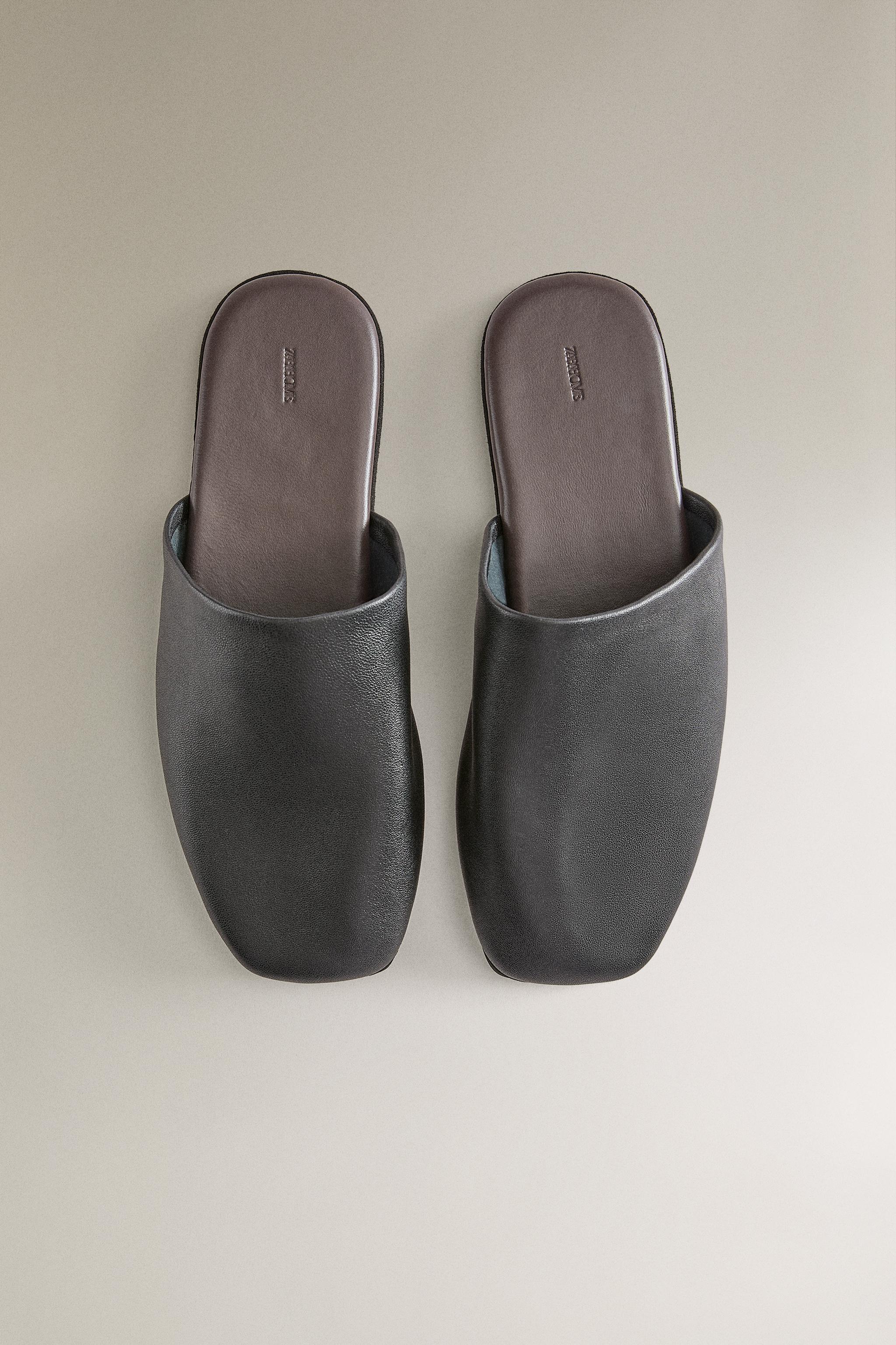 LEATHER MULE SLIPPERS - Black | ZARA United States