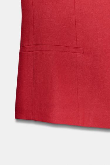 LINEN BLEND SWEETHEART NECK WAISTCOAT - Red by Zara - Image 8