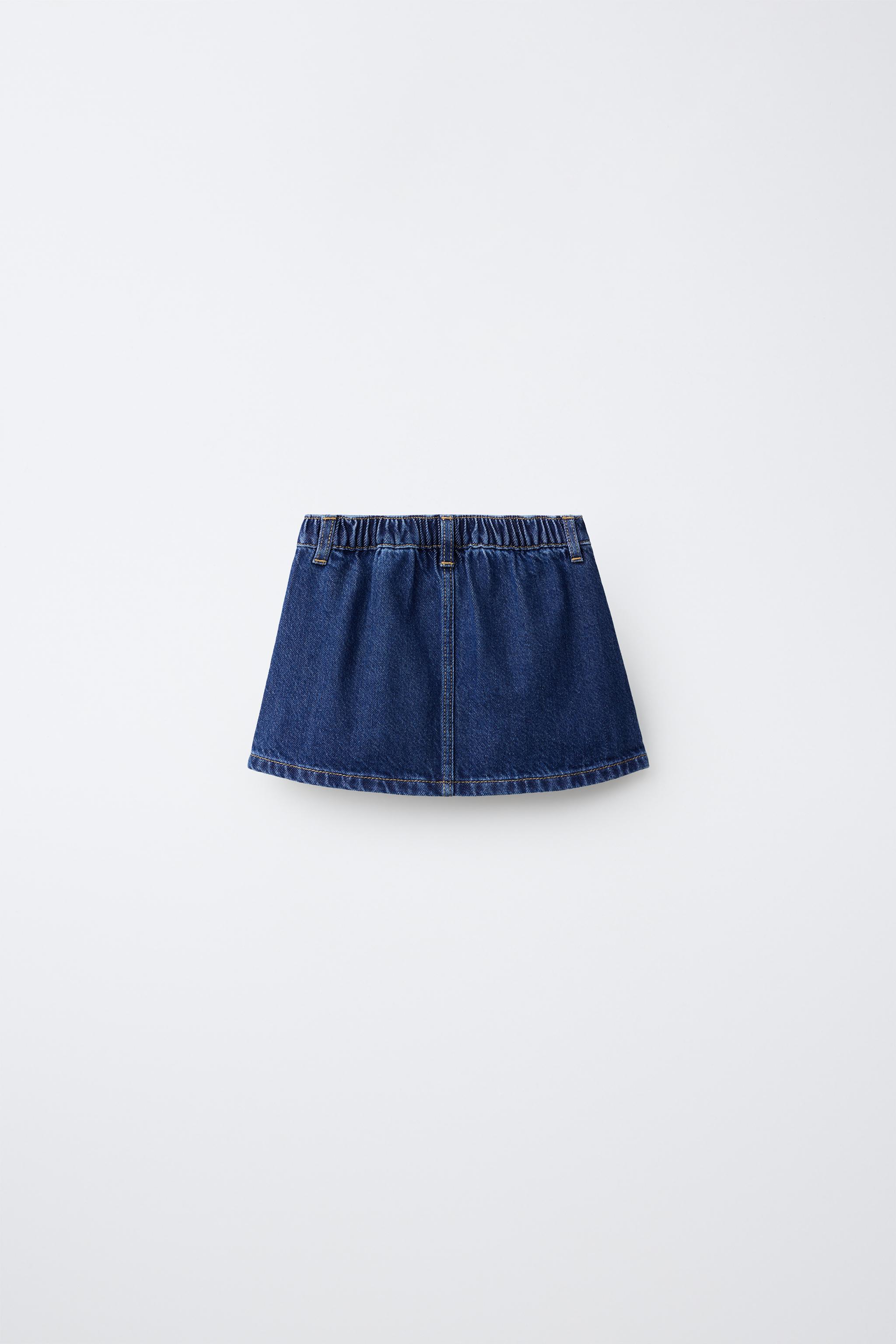 HEART POCKET DENIM SKIRT — Blue
