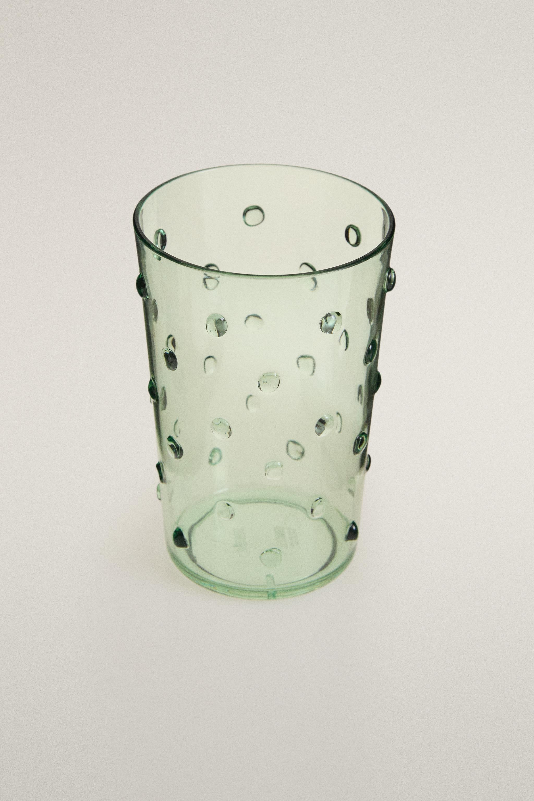 ACRYLIC SOFT DRINK TUMBLER WITH POLKA DOTS — Green