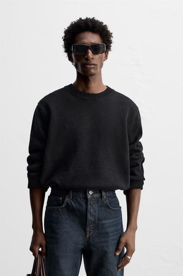 PULL EN COTON - Noir de Zara