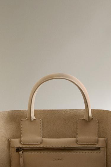 MINI SAC CABAS CUIR NUBUCK - Blanc écru de Zara - Image 4