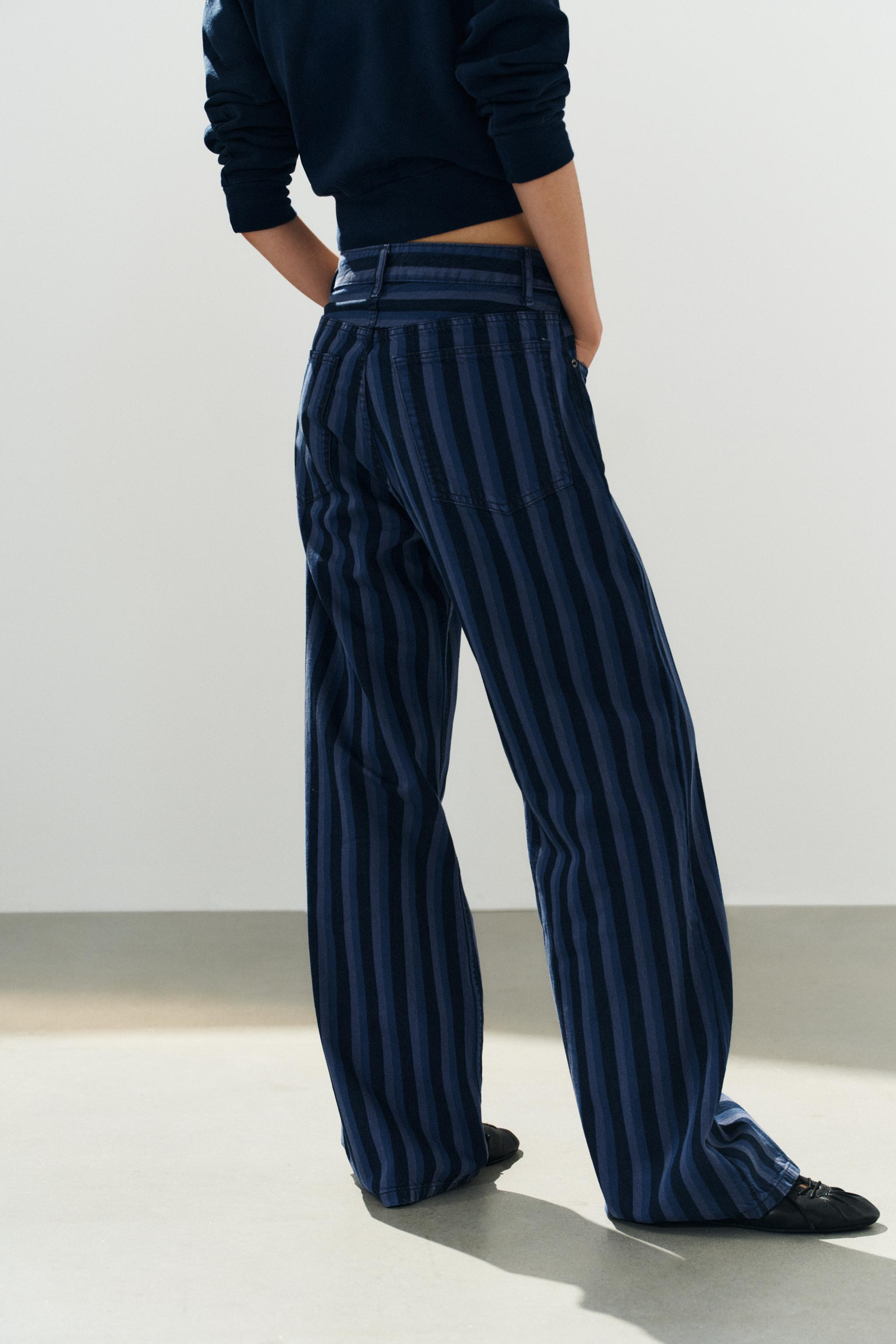 Женские джинсы Zara TRF MID-RISE STRIPED JEANS — фото 6