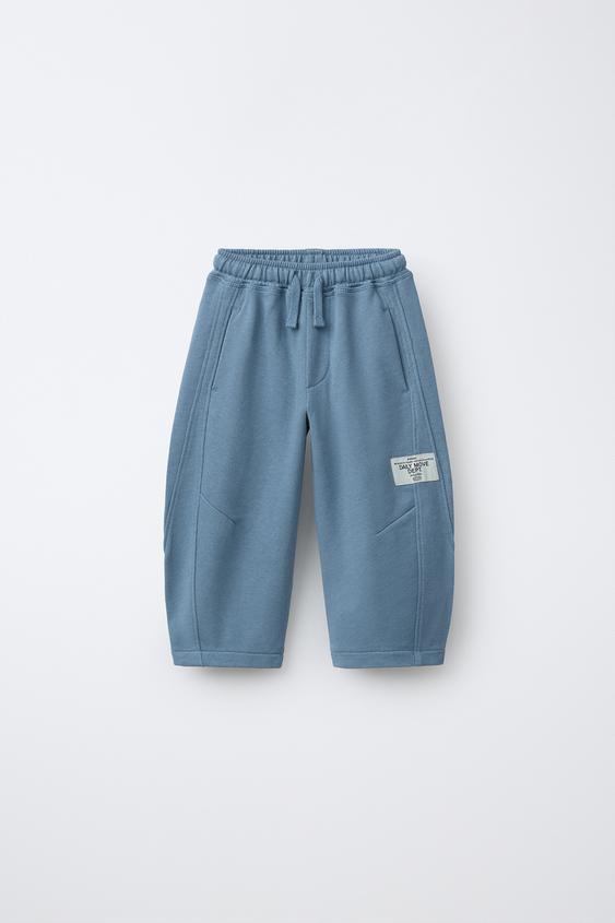 PANTALÓN FELPA BARREL ETIQUETA - Azul claro de Zara - Imagen 0