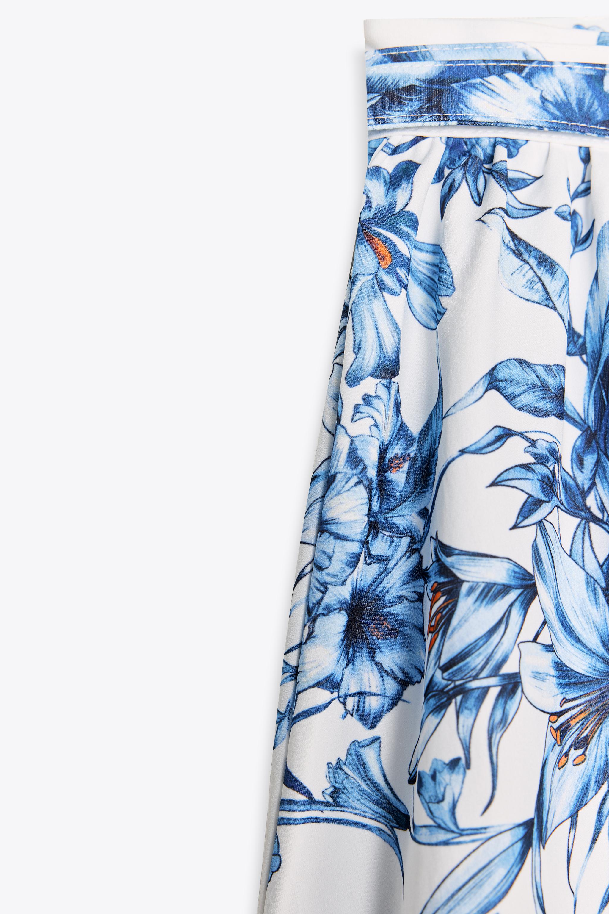 【ZARA】プリント柄ロングスカート 5039/130/112 プリント柄ロングスカート - ブルー | ZARA Japan / 日本