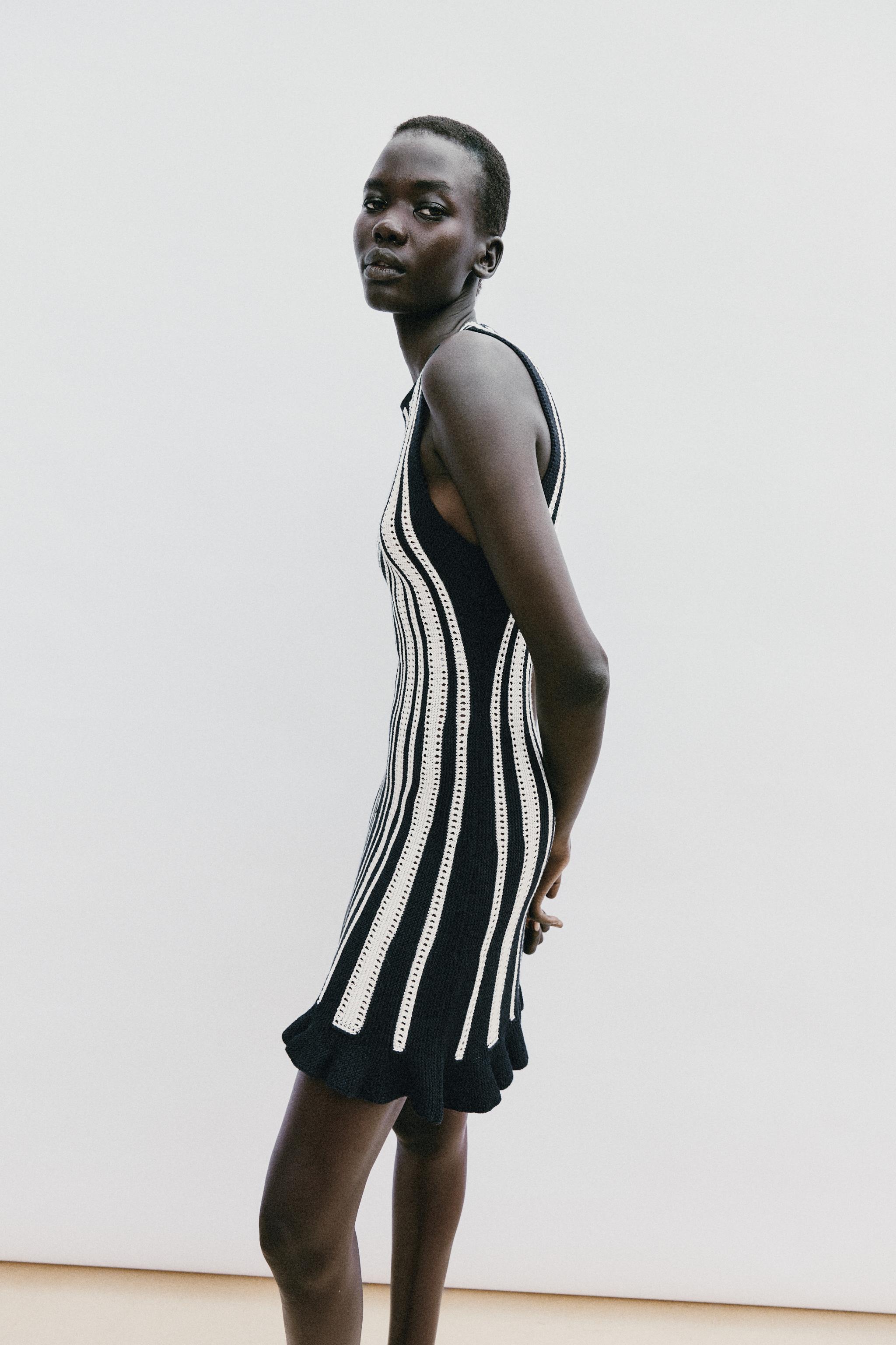 STRIPED KNIT MINI DRESS