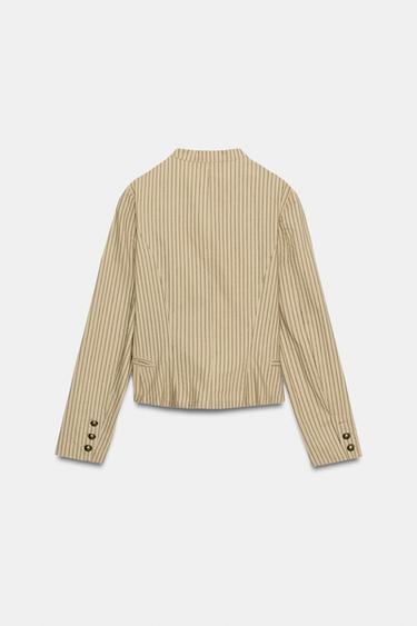 STRIPED DOUBLE-BREASTED BLAZER - Dark tan by Zara - Image 3