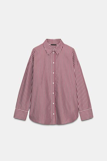 CHEMISE EN POPELINE À RAYURES - Bordeaux de Zara - Image 5