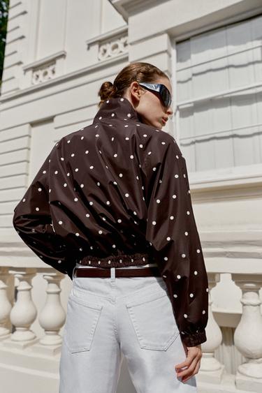 CAZADORA BOMBER LUNARES - Marrón chocolate de Zara
