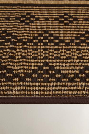 GEOMETRIC SEAGRASS RUG - Black / White by Zara - Image 1