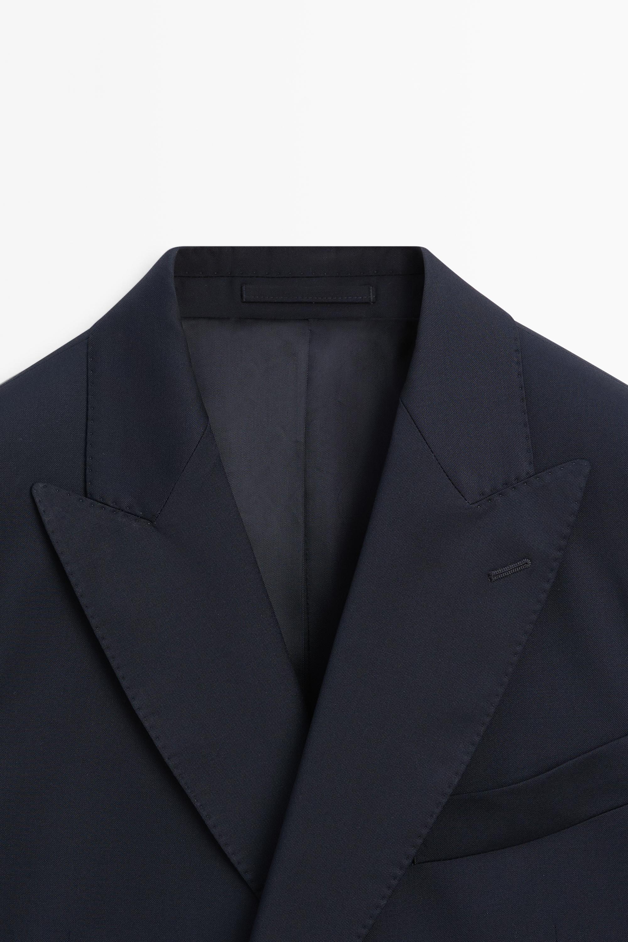 100% cool wool double-breasted suit blazer