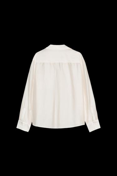 ZW COLLECTION EMBROIDERED POCKET SHIRT - Oyster-white by Zara