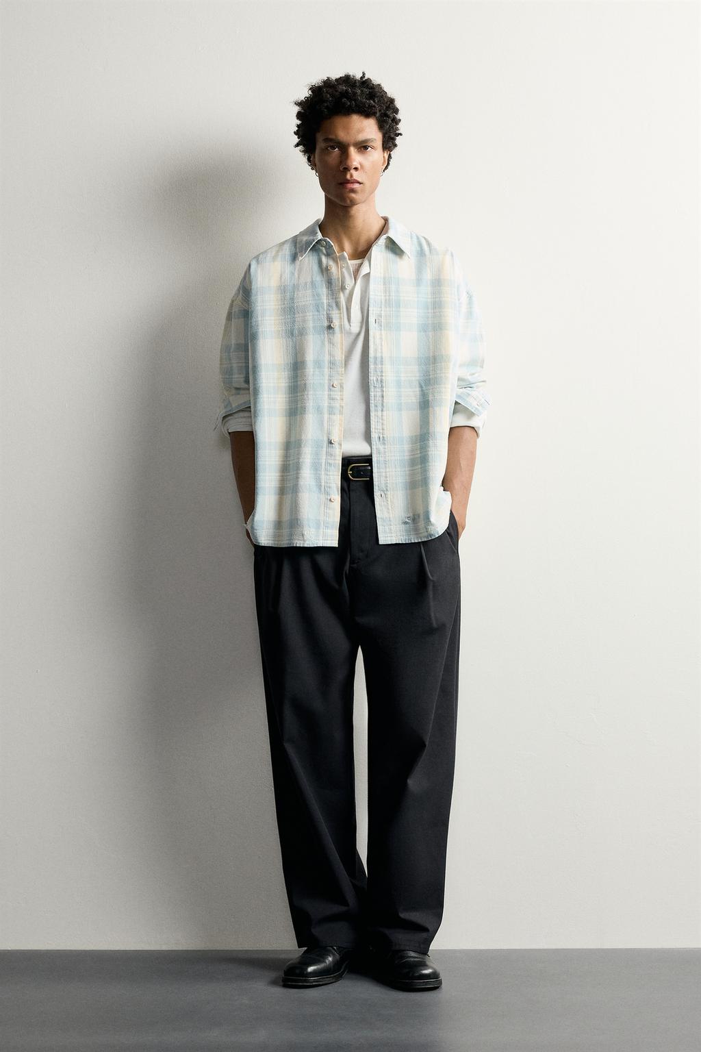 Zara Damalı relaxed fit köynək