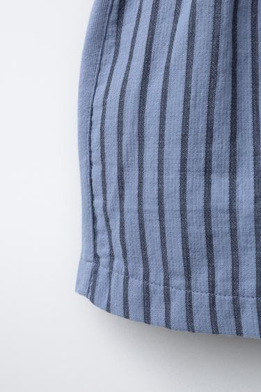 STRIPED COMBINED STRAIGHT BERMUDA SHORTS - Blue by Zara - Image 3
