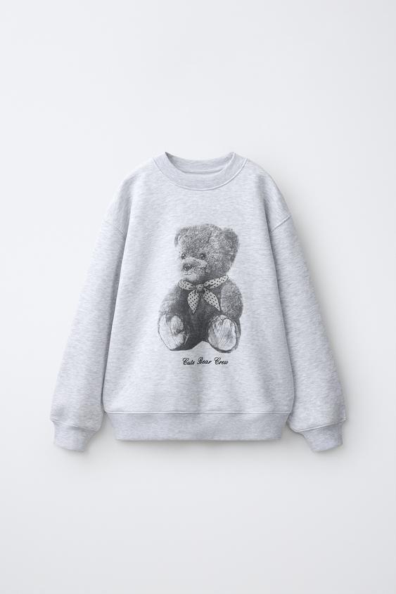 SUDADERA ESTAMPADO OSO - Gris vigoré de Zara - Imagen 0