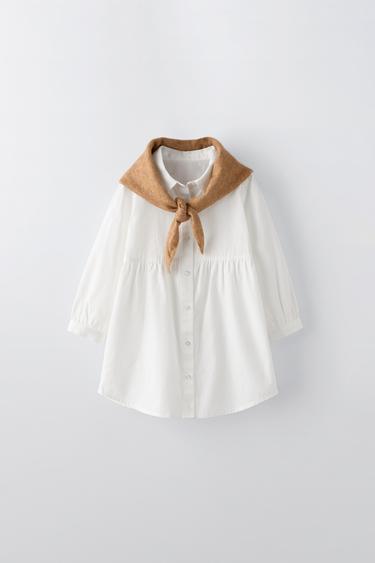 KNIT BANDANA SHIRT DRESS - White by Zara