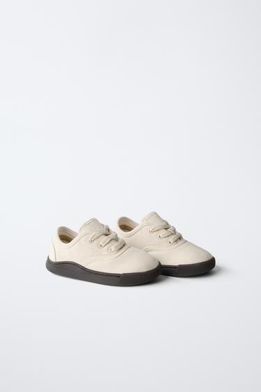 COTTON SKATE SNEAKERS - White by Zara - Image 1