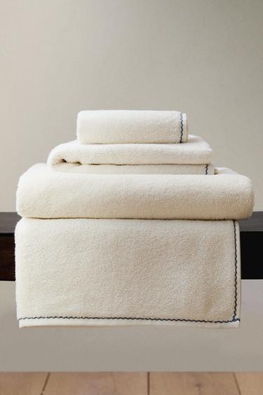 BATH TOWEL WITH SCALLOPED TOPSTITCHING - Ivory by Zara - Image 5