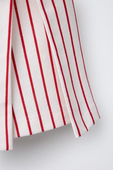 JUPE BERMUDA RAYURES LACET - Rouge de Zara - Image 3