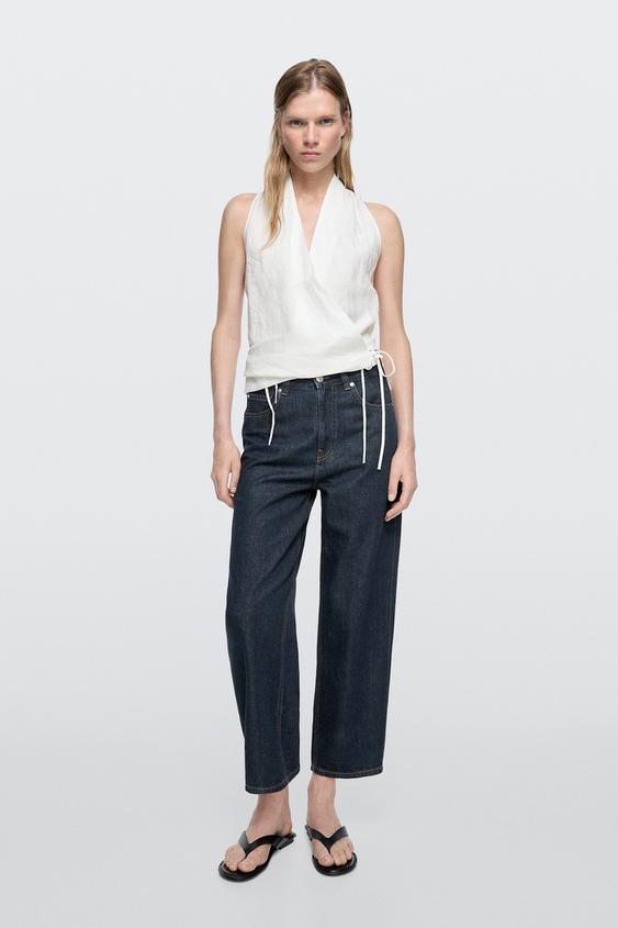 Mid-rise wide-leg cropped jeans from Zara - $130