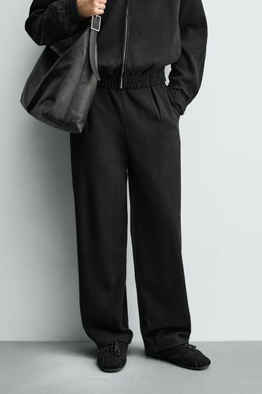 PANTALÓN JOGGER WIDE FIT PREGOS - Negro de Zara