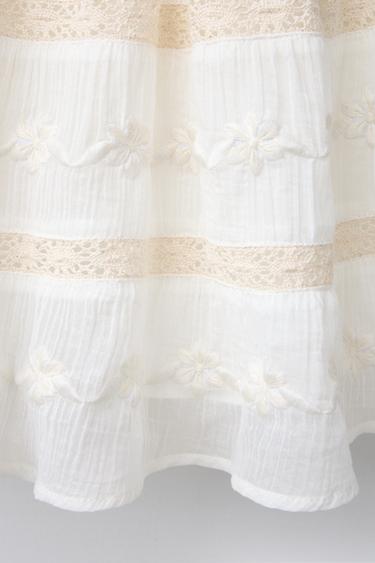 FLORAL EMBROIDERED SKIRT - Oyster-white by Zara - Image 3