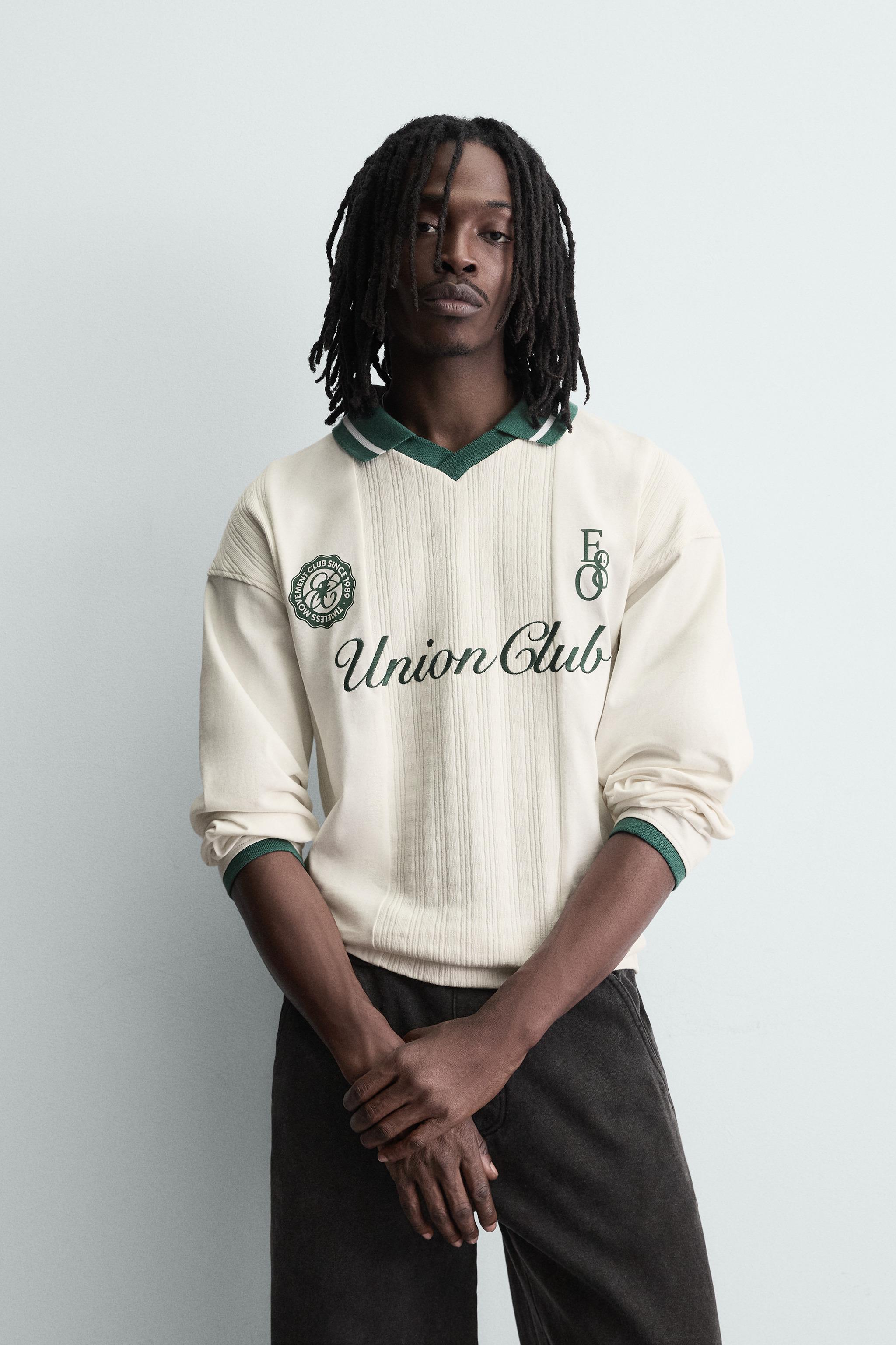 RETRO FOOTBALL EMBROIDERED JACQUARD POLO - Oyster-white | ZARA