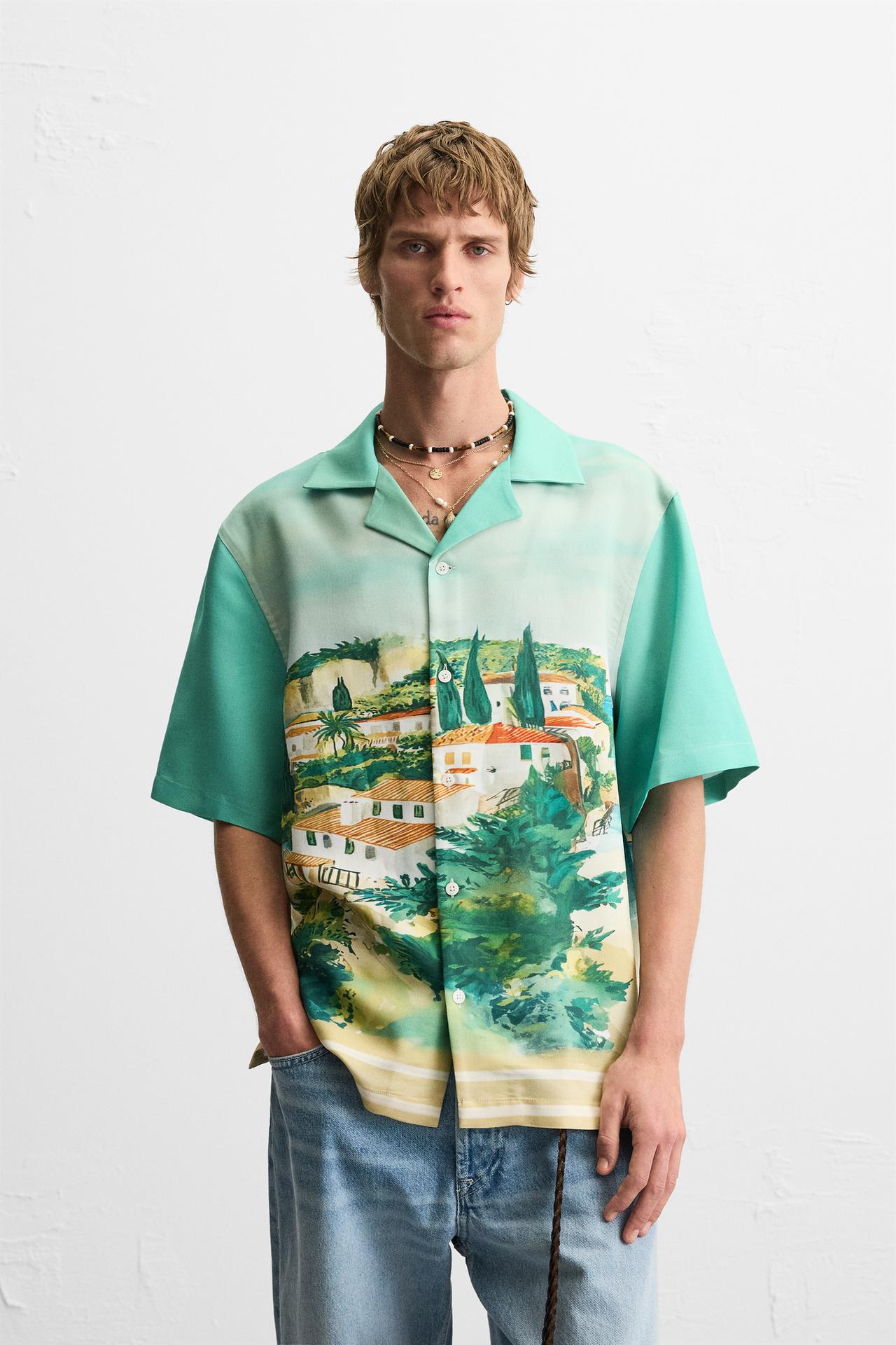 LANDSCAPE PRINT SHIRT - Green by Zara