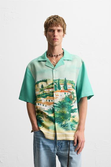 LANDSCAPE PRINT SHIRT - Green by Zara