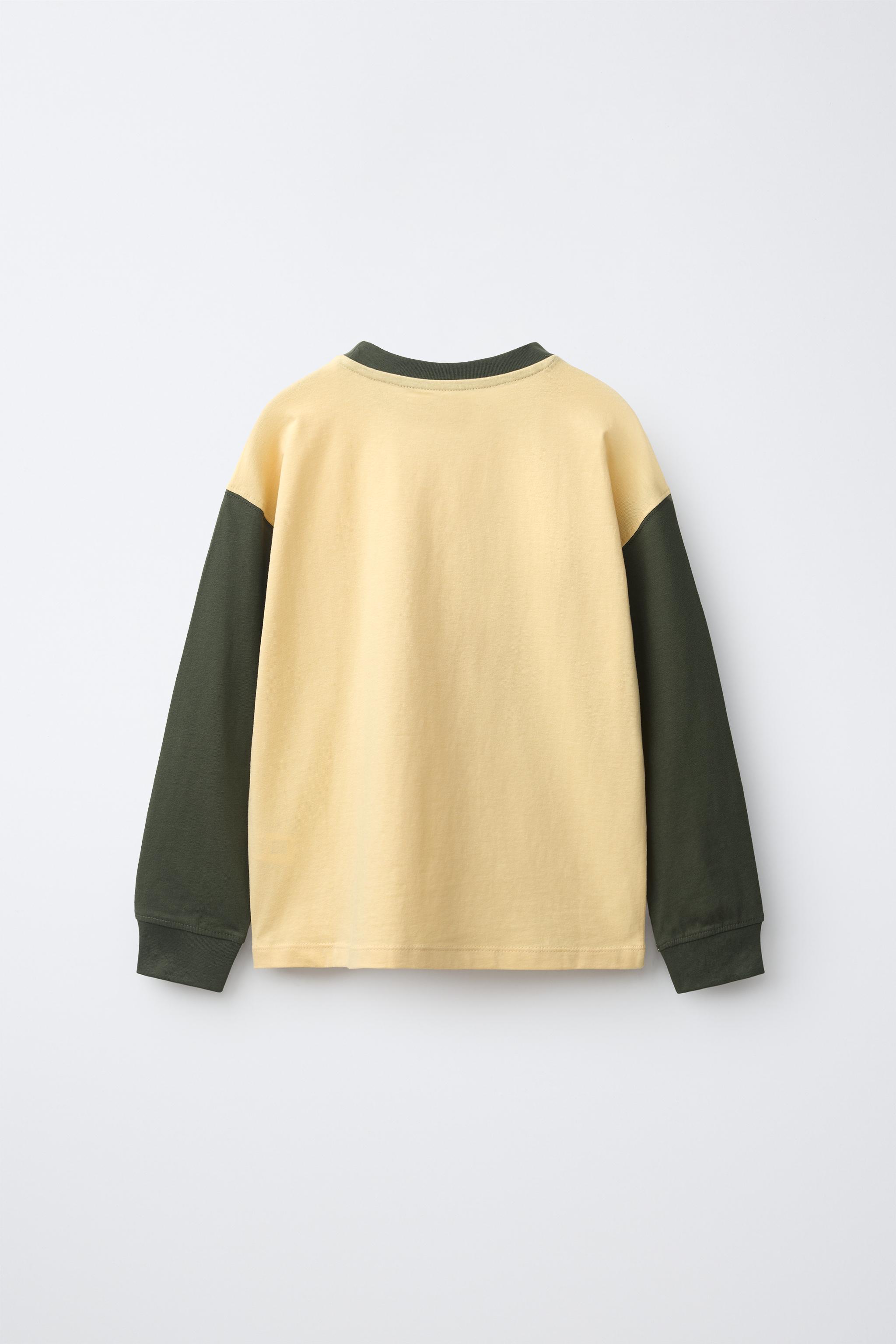 カラーブロックプリントTシャツ - ライトイエロー | ZARA Japan / 日本