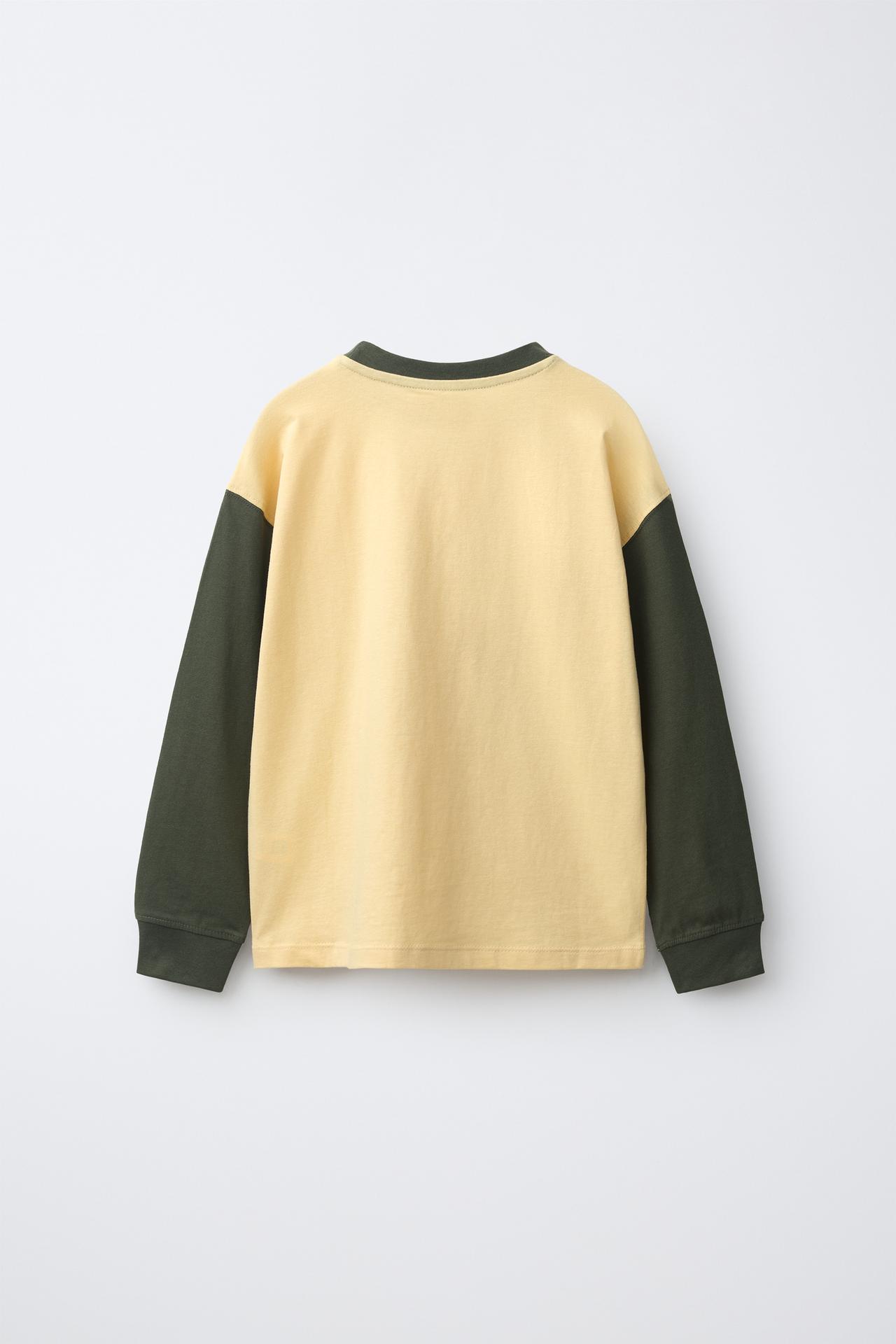COLOR BLOCK PRINT T-SHIRT — Light yellow