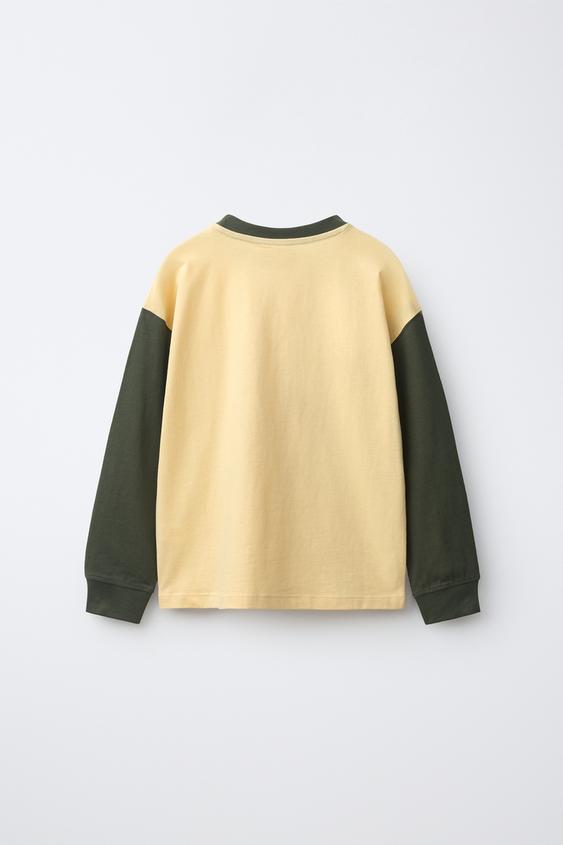T-SHIRT COLOR BLOCK À IMPRIMÉ - Jaune clair de Zara - Image 1
