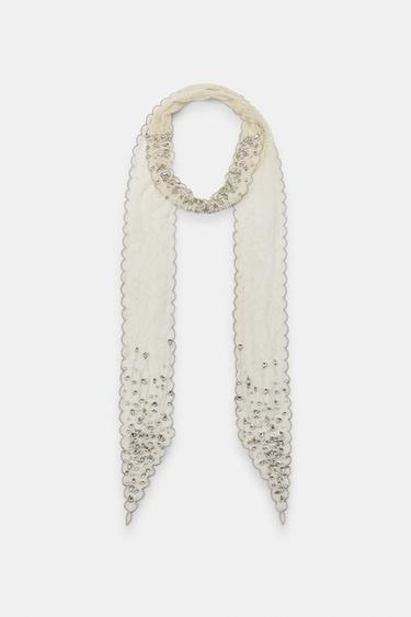 BEADED JEWEL BANDANA - Ivory by Zara