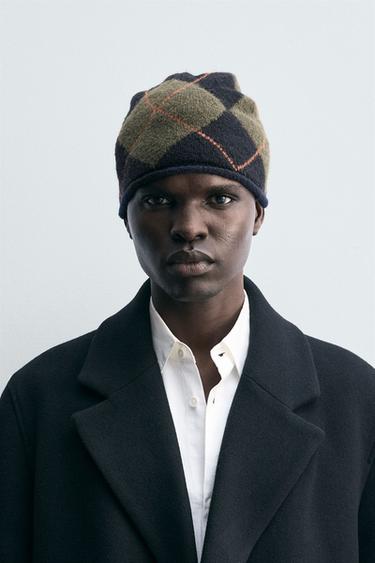 DIAMOND JACQUARD BEANIE - Navy blue by Zara - Image 0