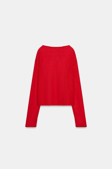 PULL RUSTIQUE AJOURÉ - Rouge de Zara - Image 6