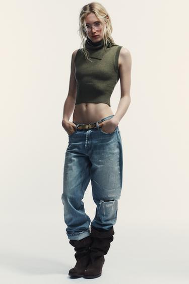 KNIT LAPEL WAISTCOAT - Green by Zara - Image 0