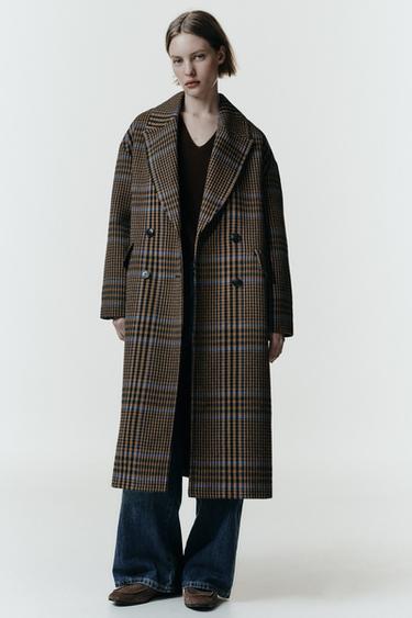 Zara OVERSIZED PLAID COAT - Multicolored